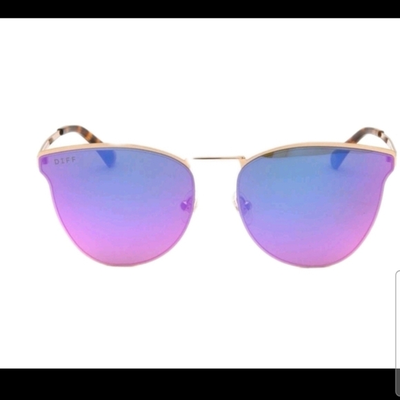 Diff Eyewear Sadie - Gold + Purple Mirror Stylish Designer UV Aviator Sunglasses